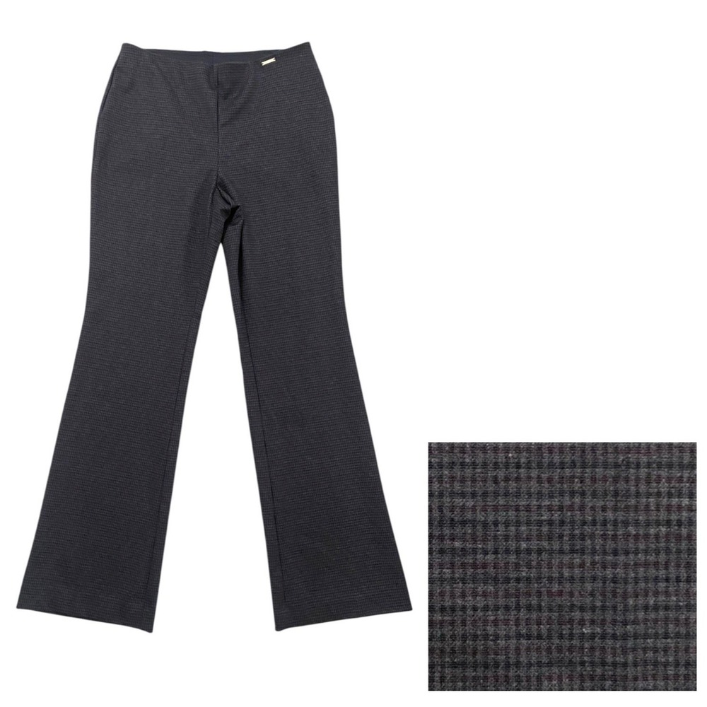 Anne Klein Womens Gingham Pull On Pants Brown Navy Maroon Size Small Career